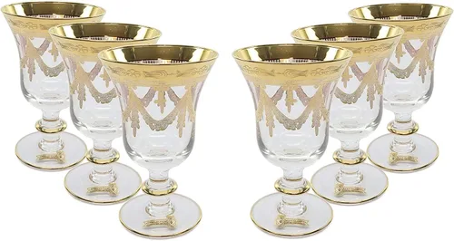 Vista 4 de Interglass Italy Juego de 2 vasos de cristal, chapados en oro de 24 quilates (copas de vino, azul)