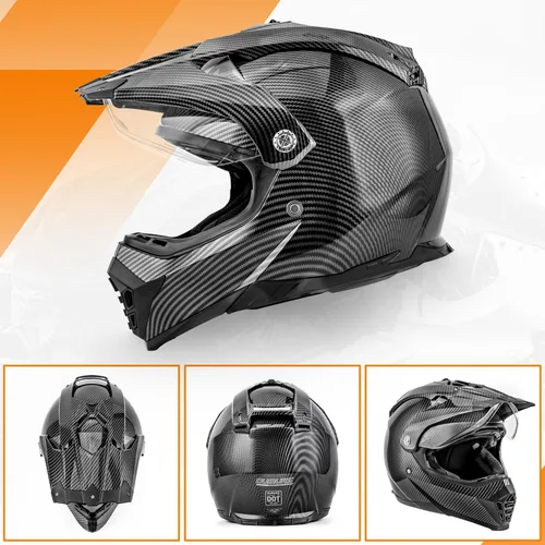 Vista 8 de OUMURS Casco deportivo dual de motocicleta todoterreno con cobertura facial completa, doble visera, para moto de cross, cuatrimoto y motocross