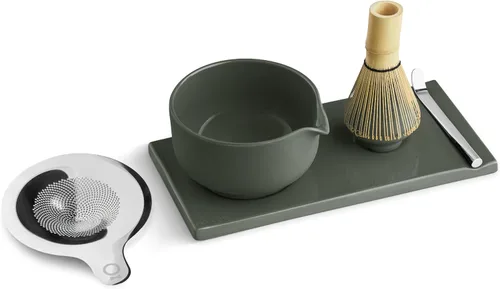 Vista 8 de Fellow Juego de 6 cuencos de cerámica Matcha con bandeja de exhibición Negro mate
