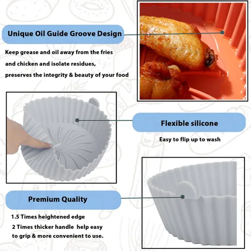 Vista 6 de Revestimientos de silicona – Forro antiadherente reutilizable compatible con accesorios COSORI para cestas de freidora de aire