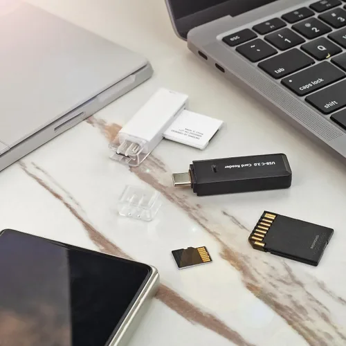 Vista 7 de Lector de tarjetas micro SD, lector de tarjetas de memoria USB C 2 en 1 de 5 Gbps para cámara digital, visor de tarjetas SD con doble ranura