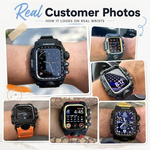 Vista 3 de amBand - Carcasa compatible con Apple Watch SE 3/SE 2/SE/6/5/4 de 1.732 pulgadas, M3 de 1.732 pulgadas, resistente correa táctica, protector