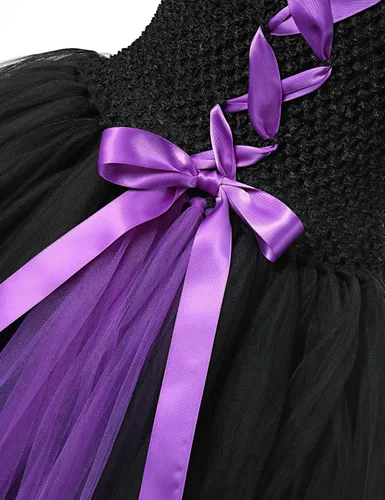 Vista 5 de YOFEEL Maleficent costume Dress up Toddler Kids Baby girls Witch Evil Queen Tutu Dress for Halloween Cosplay