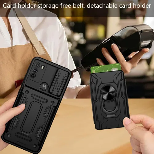 Vista 12 de CCSmall - Funda para Motorola Moto G60 con tarjetero para cámara LJK color negro