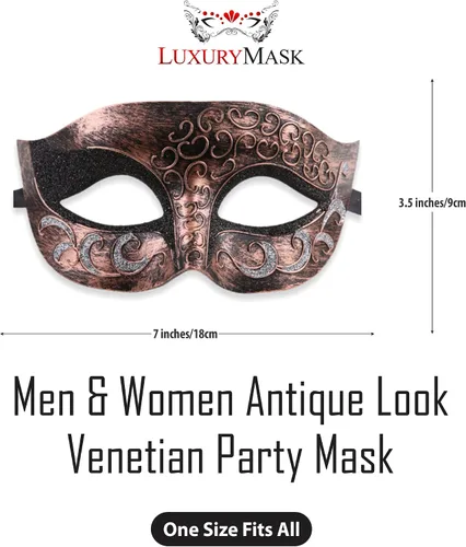 Vista 2 de Máscara de mascarada para hombre, máscara de aspecto antiguo para Halloween, fiesta veneciana, fiesta de máscaras y baile de máscaras