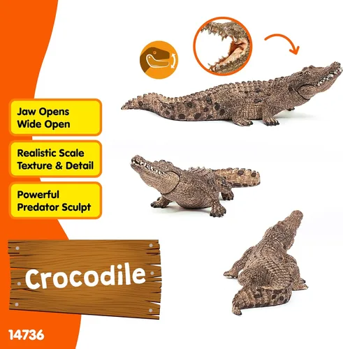 Vista 2 de Schleich Wild Life, juguete realista de animales salvajes para niños y niñas, figura de juguete de cocodrilo con mandíbula móvil