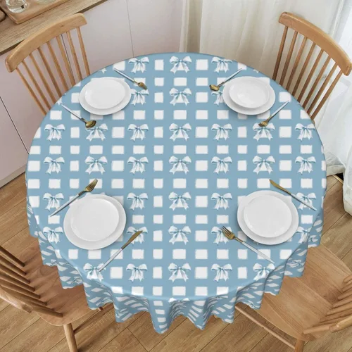 Vista 37 de Mantel redondo de 60 x 60 pulgadas con diseño de campanas de Navidad, de poliéster, resistente a las manchas y a las arrugas, mantel para cocina
