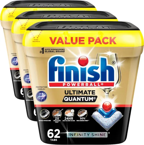 Vista 16 de Finish Ultimate Infinity Shine - Cápsulas para lavavajillas, detergente sin necesidad de pre-enjuague, elimina manchas quemadas, con Protector