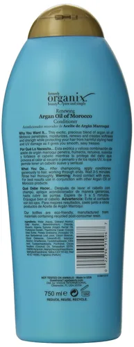 Vista 3 de OGX Acondicionador hidratante con aceite de argán renovador de Marruecos, aceite de argán prensado en frío para ayudar a hidratar, suavizar