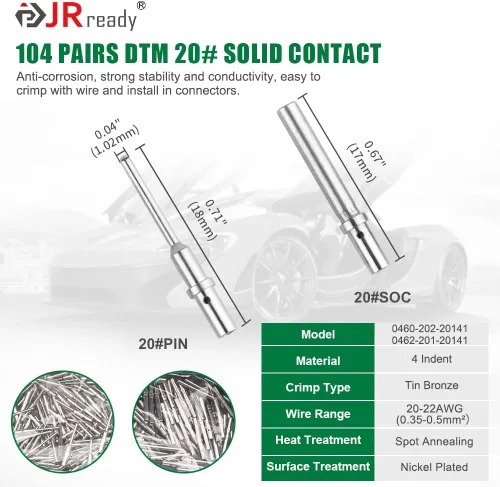 Vista 7 de JRready ST6360 Kit de conectores Deutsch, conector DTM 2 3 4 6 8 12 pines, herramienta de engarce Deutsch, contactos sólidos 20-22 AWG, 10 piezas