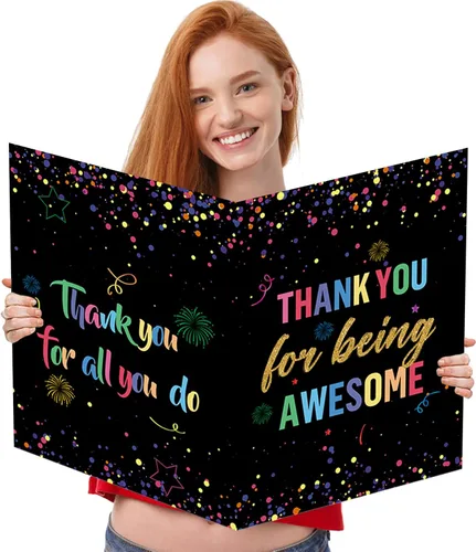 Vista 17 de Idealmuzik Tarjeta Jumbo de Feliz 10º Aniversario – Tarjeta de Felicitación de Congratulaciones Grande Plegada de 14x22 Pulgadas con Sobre, Tarjeta