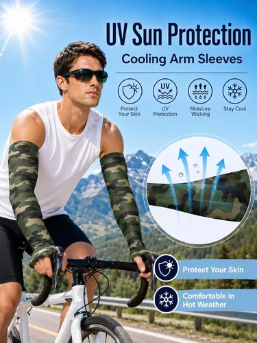 Vista 8 de Bememo - 10 pares de mangas de brazo unisex elásticas con protección UV para brazos, mangas de seda de hielo, mangas de enfriamiento para brazos