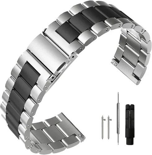 Vista 13 de Correa de reloj de acero inoxidable de liberación rápida, pulsera de metal mate cepillada premium, 16 mm, 18 mm, 20 mm, 22 mm, 24 mm, correa