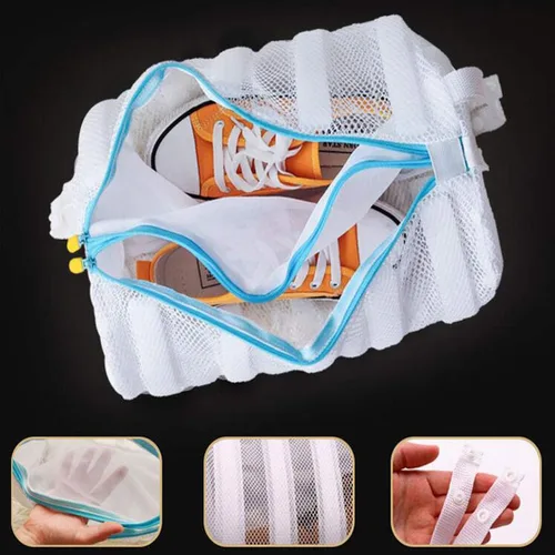 Vista 3 de Wannoc - Bolsa de lavado de zapatos, bolsas de lavandería grandes para lavadora, secadora de ropa 2 en 1 para zapatos, tenis, calcetines, zapatos