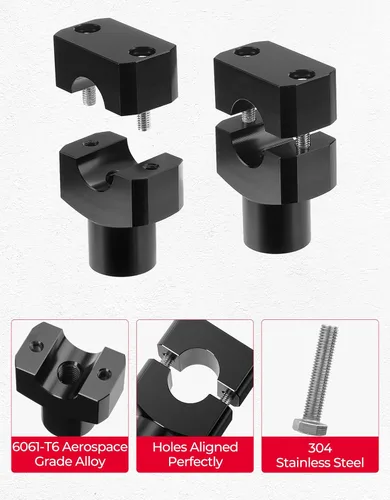 Vista 4 de KEMIMOTO Elevadores de manillar de motocicleta de 1 pulgada, elevadores de motocicleta de aleación de aluminio, altura de elevación de 1.5 pulgadas