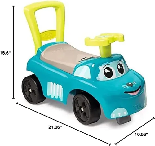 Vista 2 de Smoby Autos 2 en 1 para niños Andador azul con caja de juguetes debajo del asiento Diseño ergonómico y seguro con dispositivos anticaída