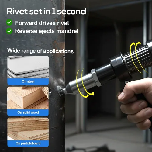 Vista 6 de Electric Rivet Gun Adapter Kit - Pop Rivet Gun Attachment for Cordless Drill - Efficient Riveting Tool for Easy Assembly