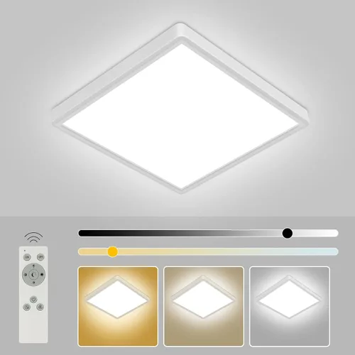 Vista 9 de Lámpara de techo LED regulable de 12 pulgadas con control remoto, brillo CCT completo de 24 W, luz de techo LED cuadrada ajustable, accesorio