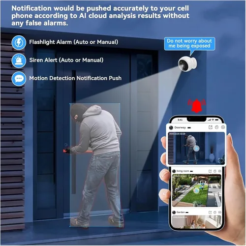 Vista 6 de Cámara IP de seguridad al aire libre WiFi con batería TYPE-C