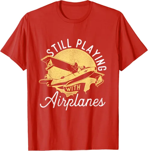 Vista 78 de Still Playing With Airplanes - Camiseta de control remoto RC Avión Piloto, Negro