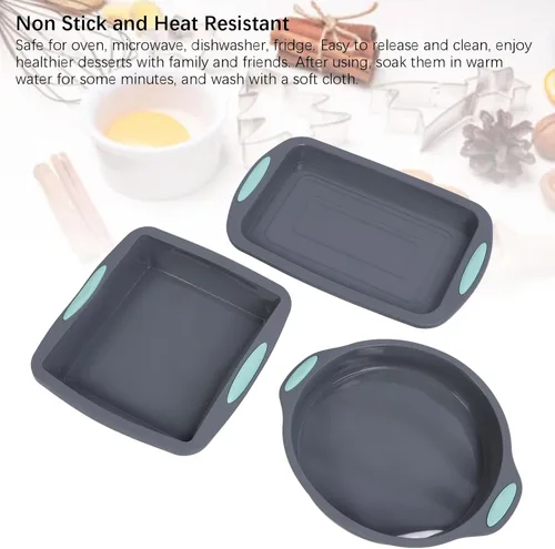 Vista 4 de 3 moldes de silicona para pan, juego de utensilios de silicona para hornear antiadherentes, resistentes al calor, utensilios para hornear y horno