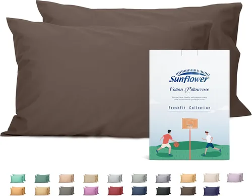 Vista 11 de Sunflower Juego de 2 fundas de almohada tamaño Queen, 100% algodón, 2 fundas de almohada Queen de 20 x 30 pulgadas, color ceniza, suaves