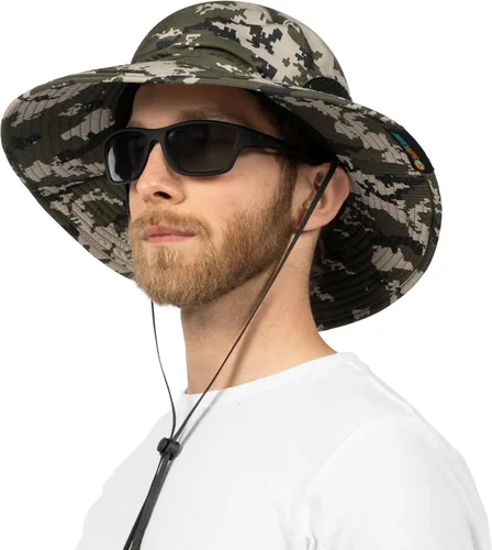 Vista 9 de SUN CUBE Sombrero de ala ancha para hombres y mujeres, sombreros de pesca, protección solar UV, sombrero de pescador, sombrero de pescador
