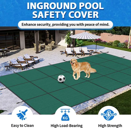 Vista 6 de iCOVER - Cubierta de seguridad para piscina interior, 16 x 32 pies, cubierta de seguridad rectangular para piscinas interiores, cubierta de piscina