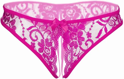 Vista 4 de Tanga sexy para mujer, lencería sexy erótica, bragas ahuecadas con lazo, ropa interior de encaje floral tanga tangas