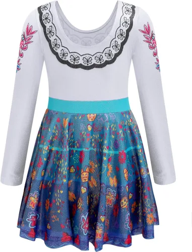 Vista 6 de EQSJIU Leotardo de ballet de manga larga con falda tutú para niñas, baile, gimnasia, niños pequeños, vestido de fiesta de copo de nieve brillante