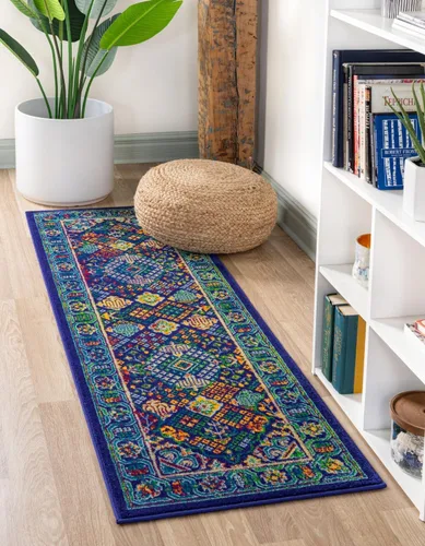 Vista 9 de Unique Loom Colección Calypso - Alfombra Trinidad (rectangular, 2 x 3 pies, fucsia/verde)