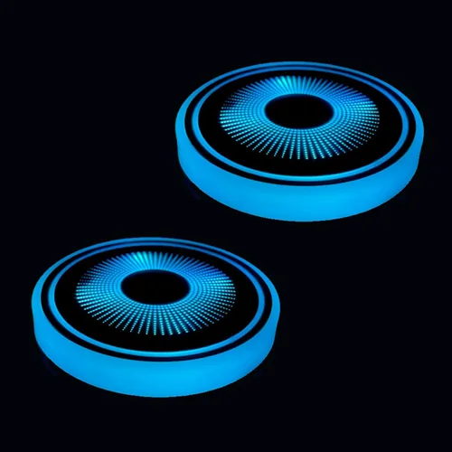Vista 14 de Paquete de 2 posavasos con luz para automóvil, luces LED, sensor inteligente, recargable, 7 posavasos que cambian de color (A)