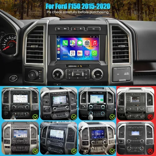 Vista 2 de Car Radio for Ford F150 2015-2020 Support Wireless Apple Carplay Android Auto GPS Navigation Android 15 8" Touch Screen FM Bluetooth Head Unit