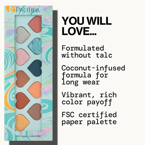 Vista 3 de Pacifica Paleta de sombras de ojos – Sombra de ojos mineral Malibu, tonos neutros mezclables con mate aterciopelado, brillante y metálico, infusión