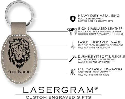 Vista 4 de LaserGram Llavero ovalado, Virgen de Guadalupe, grabado personalizado incluido (marrón claro)