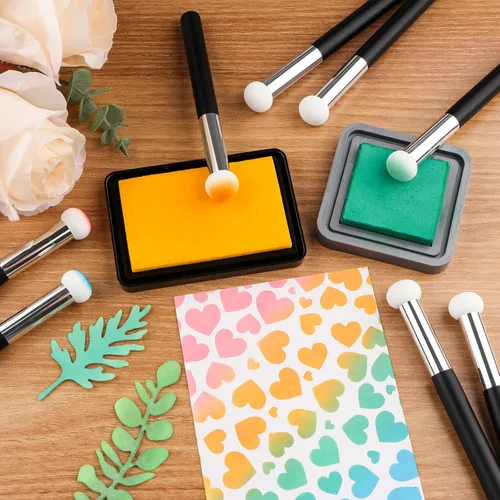 Vista 9 de Briartw Paquete de 8 aplicadores de esponja, mini punteros de papel para hacer tarjetas, herramientas de manualidades para mezclar tarjetas