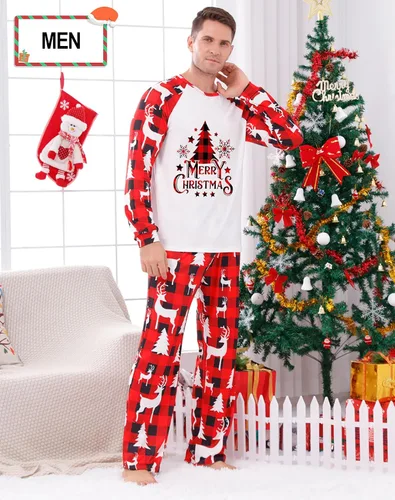 Vista 4 de Pijamas de Navidad para la familia, conjunto de pijamas de Navidad familiares 2023, divertidos pijamas familiares de Navidad para mujeres, hombres