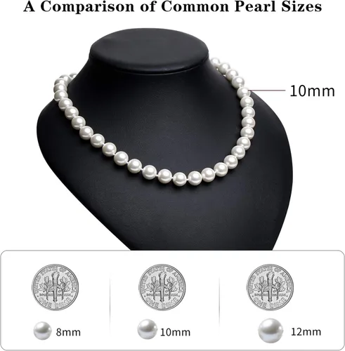 Vista 3 de Collar de perlas de imitación de 0.31 a 0.47pulgadas8-12mm, multicolor, gargantilla, joyas para mujer, 18 - 20pulgadas, Base de plata chapada