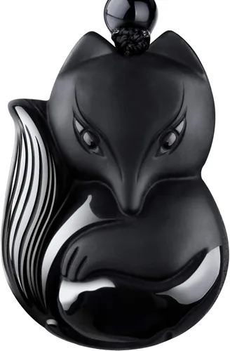 Vista 6 de COMPONALL Fox Obsidian Necklace for Women, Fox Jewelry for Girls Gemstone Necklaces Pendant for Women Healing Crystal Necklace Protection Amulet