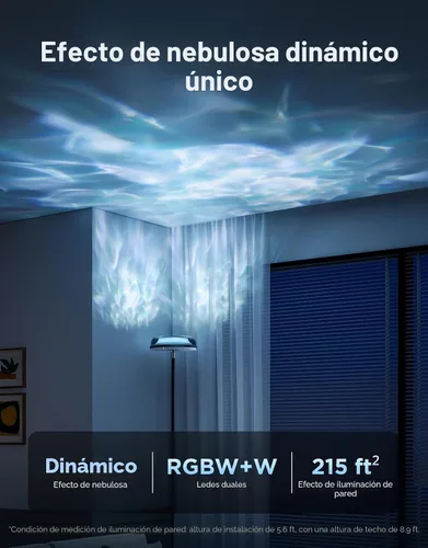 Vista 2 de Govee Uplighter Floor Lamp with Nebula Effect, RGBIC Projector, Floor Lamp for Living Room, Compatible with SmartThings, Alexa and Matter, Corner