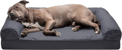 Vista 13 de Furhaven - Cama ortopédica para perros, estilo sofá, acolchada, con funda extraíble y lavable, marrón tostado, tamaño jumbo (XL)