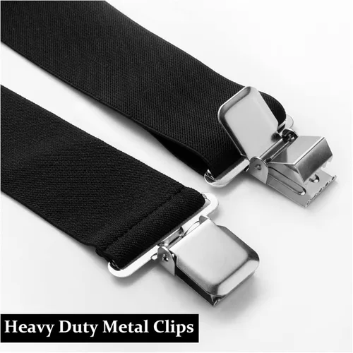 Vista 3 de Fasker Mens Suspenders X-Back 2" Wide Adjustable Solid Straight Heavy Duty Clip Suspenders for Men Women