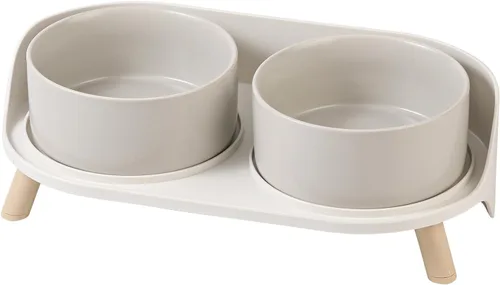 Vista 7 de Juego de Cuencos Elevados de Cerámica para Gatos - Platos Dobles Elevados para Alimentos y Agua - Soporte Antideslizante y Resistente a Salpicaduras