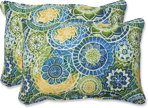 Vista 23 de Pillow Perfect Almohada decorativa floral para interiores y exteriores, relleno de felpa, resistente a la intemperie y a la decoloración, lumbar