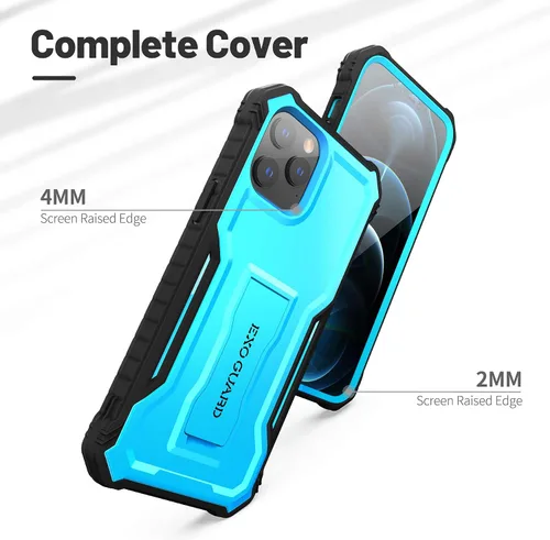 Vista 3 de ExoGuard Funda para iPhone 12, compatible con iPhone 12 Pro, funda de goma a prueba de golpes de cuerpo completo, protector de pantalla integrado