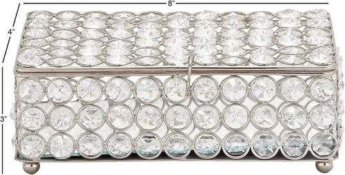 Vista 7 de Deco 79 Glam - Joyero rectangular de metal, 8 x 4 x 3 pulgadas, color plateado