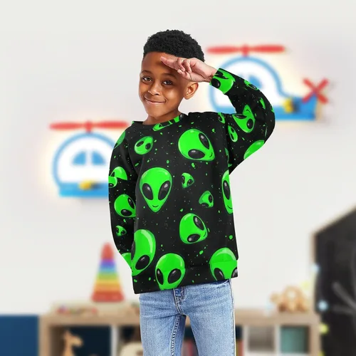 Vista 70 de Plaaee Sudadera de forro polar de manga larga con cuello redondo para niños o niñas, estampado de camiones monstruos, 4T