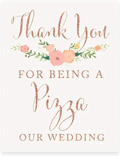 Vista 23 de Andaz Press Letreros de fiesta de boda, purpurina de oro rosa sintético con flores, 8.5 x 11 pulgadas, resalta tu versículo bíblico favorito