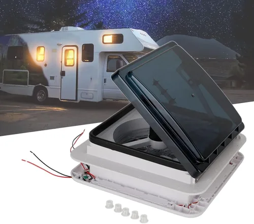 Vista 4 de Ventilador de 11 pulgadas con tragaluz de 12 V, se adapta a aberturas de techo estándar de 11 x 11 pulgadas