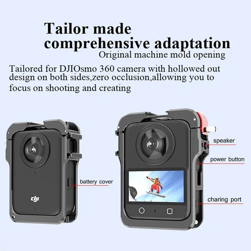 Vista 3 de OSMO 360 - Funda de aluminio de liberación rápida con marco de metal con tapa de lente de silicona Protector de pantalla para DJI OSMO 360 Kit